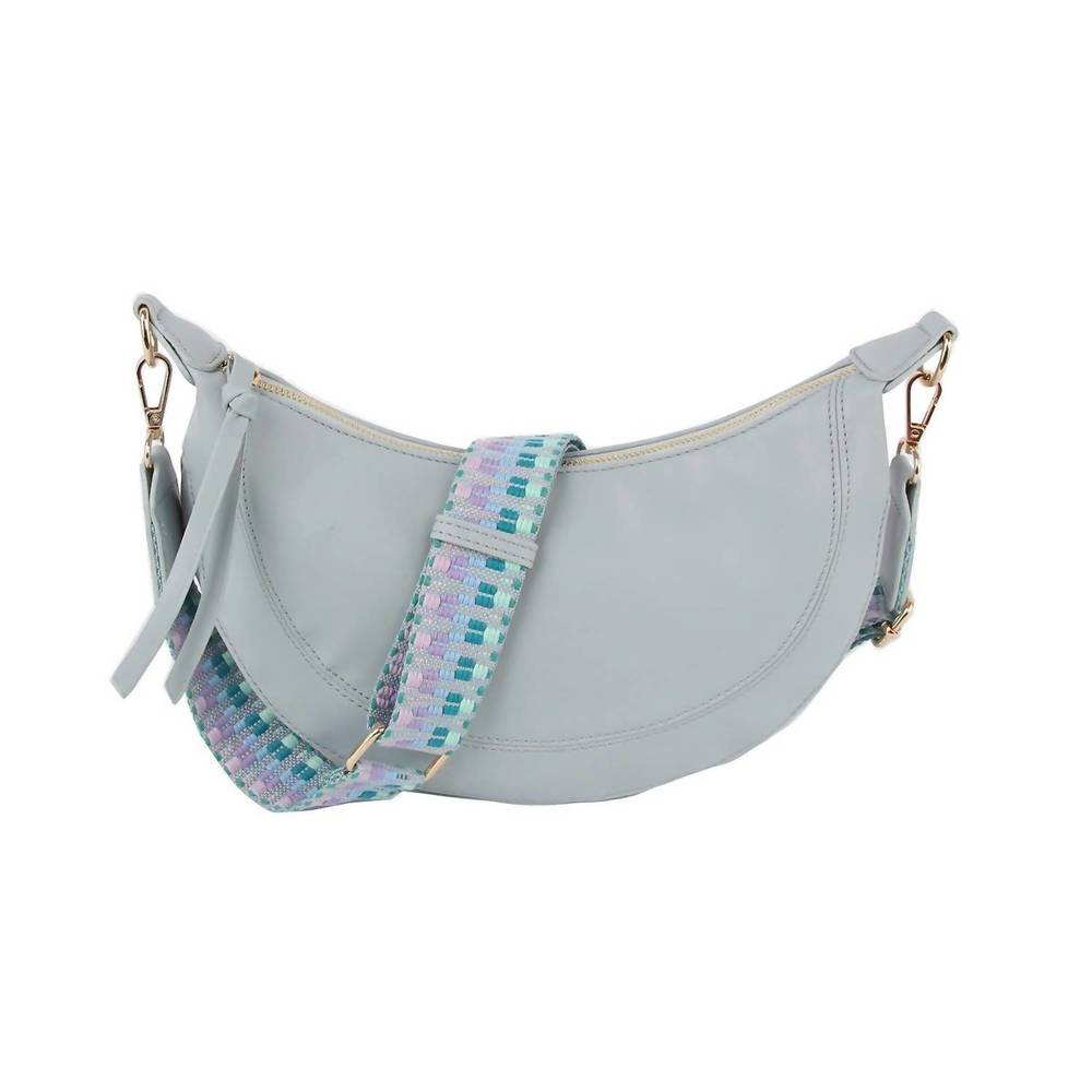 NEW HANDBAG FACTORY CORP women's soft vegan leather crescent crossbody bag with